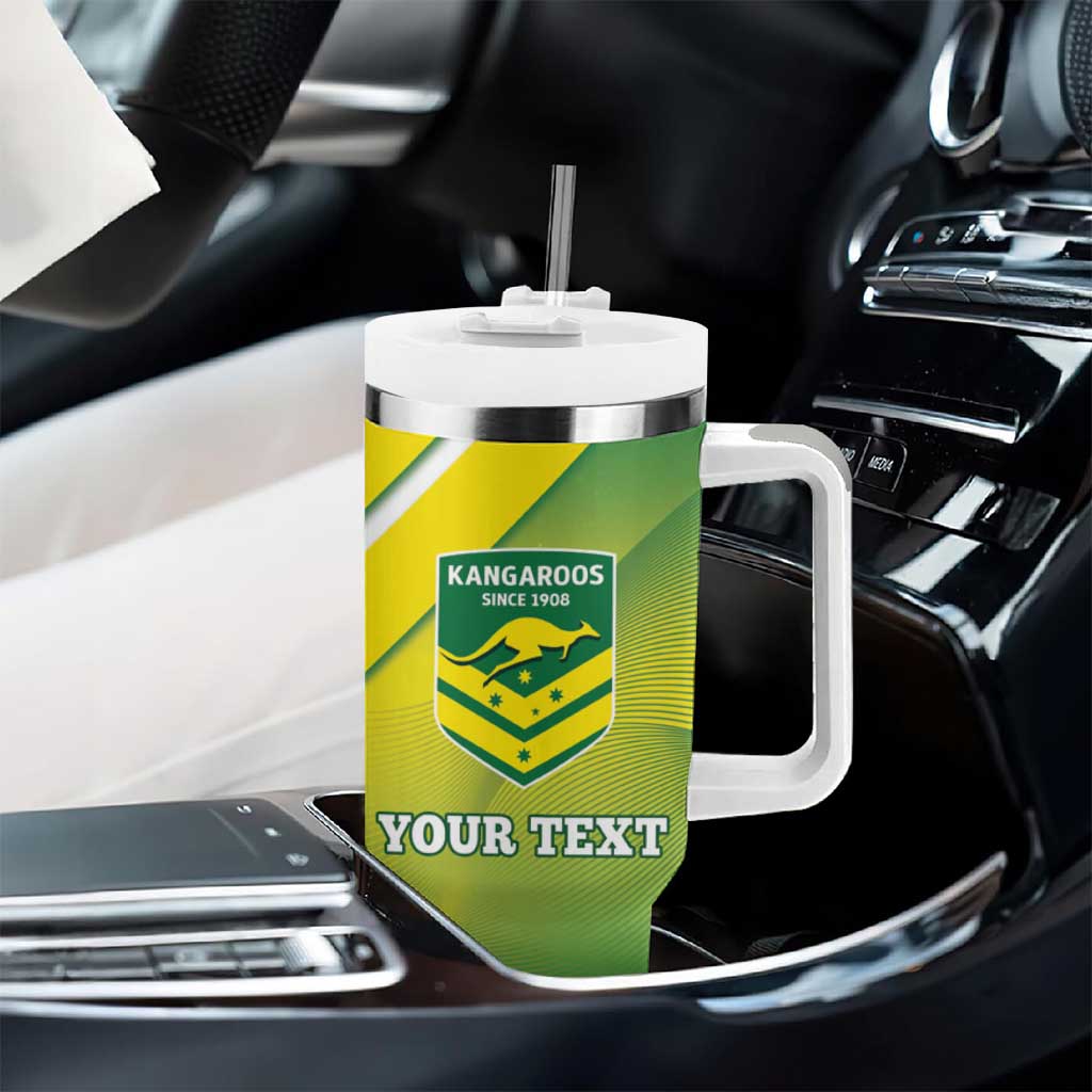 Personalised Australia Rugby Tumbler With Handle 2024 Kangaroos - Gradient Sporty Style