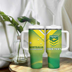 Personalised Australia Rugby Tumbler With Handle 2024 Kangaroos - Gradient Sporty Style