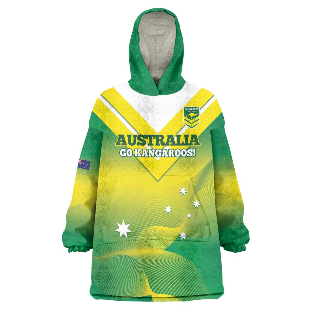 Custom Australia Rugby Wearable Blanket Hoodie 2024 Kangaroos - Gradient Sporty Style