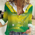 Custom Australia Rugby Women Casual Shirt 2024 Kangaroos - Gradient Sporty Style