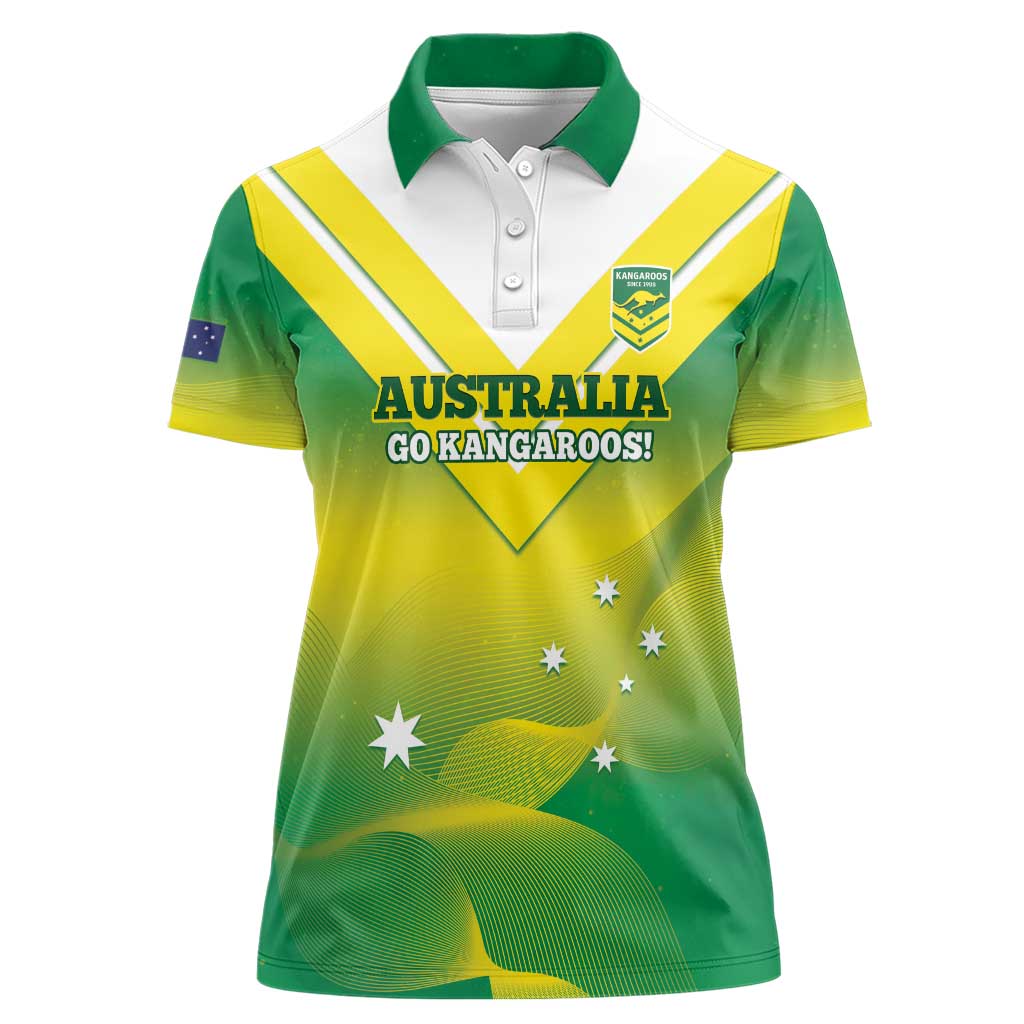 Custom Australia Rugby Women Polo Shirt 2024 Kangaroos - Gradient Sporty Style