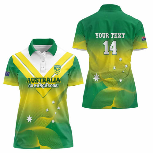 Custom Australia Rugby Women Polo Shirt 2024 Kangaroos - Gradient Sporty Style