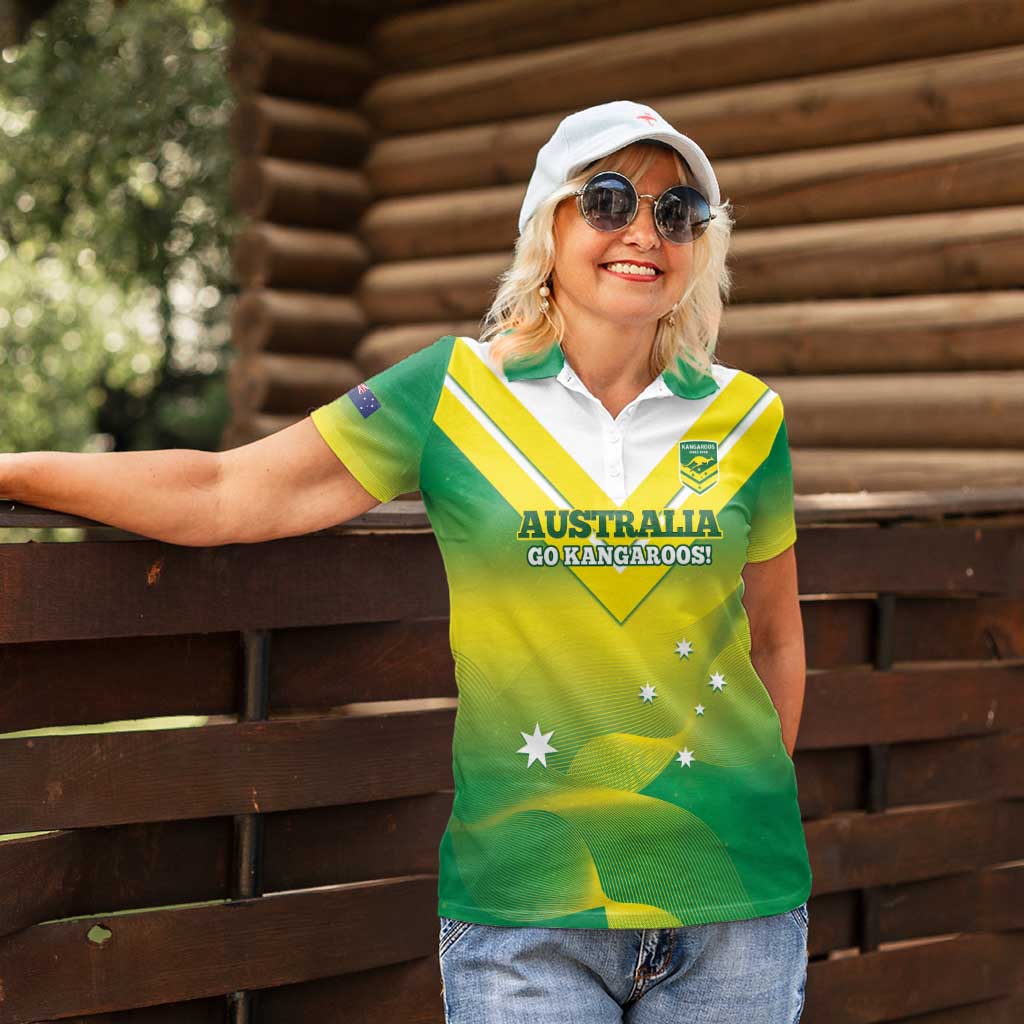 Custom Australia Rugby Women Polo Shirt 2024 Kangaroos - Gradient Sporty Style