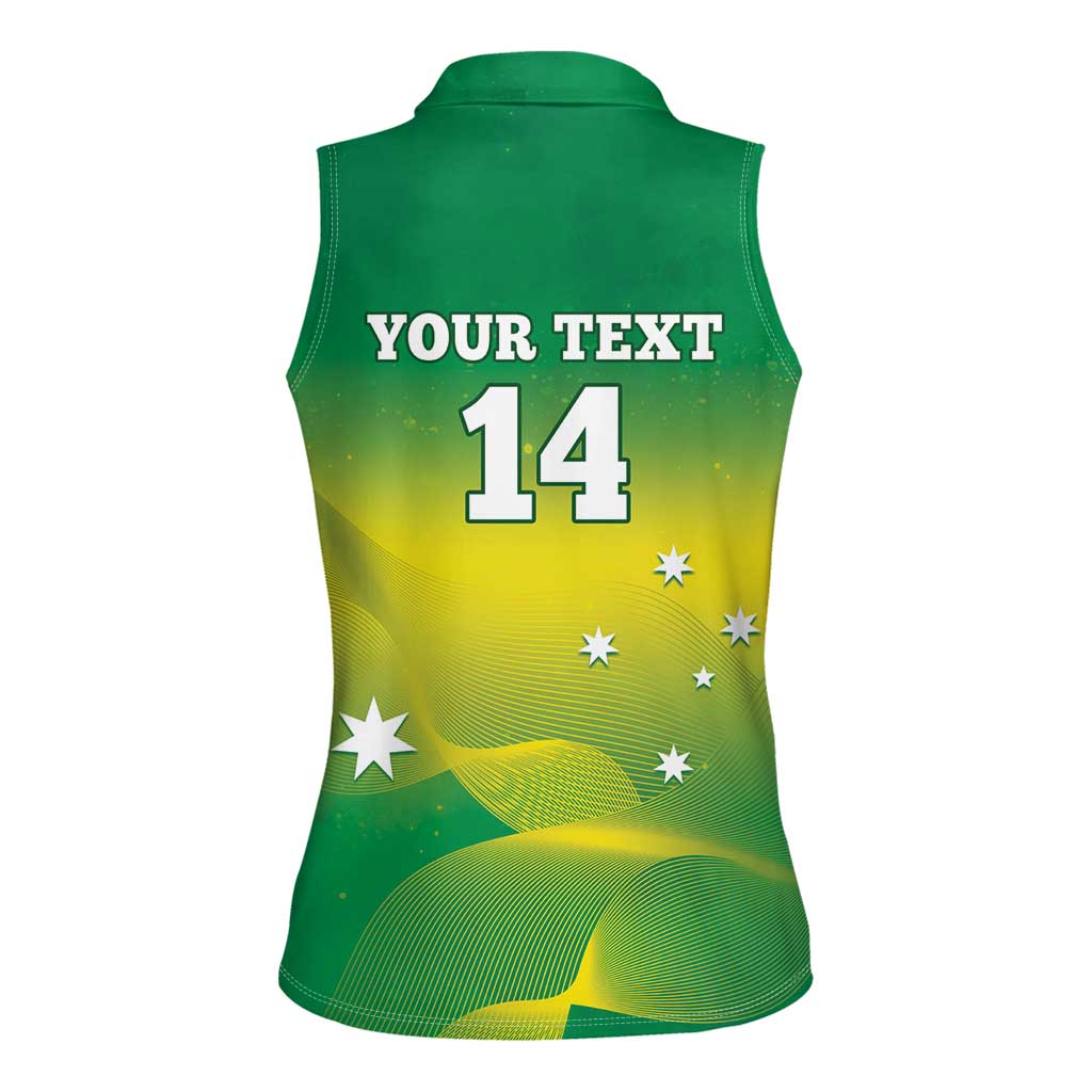 Custom Australia Rugby Women Sleeveless Polo Shirt 2024 Kangaroos - Gradient Sporty Style