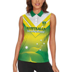 Custom Australia Rugby Women Sleeveless Polo Shirt 2024 Kangaroos - Gradient Sporty Style