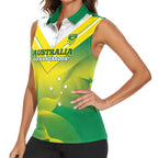 Custom Australia Rugby Women Sleeveless Polo Shirt 2024 Kangaroos - Gradient Sporty Style