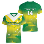 Custom Australia Rugby Women V-Neck T-Shirt 2024 Kangaroos - Gradient Sporty Style