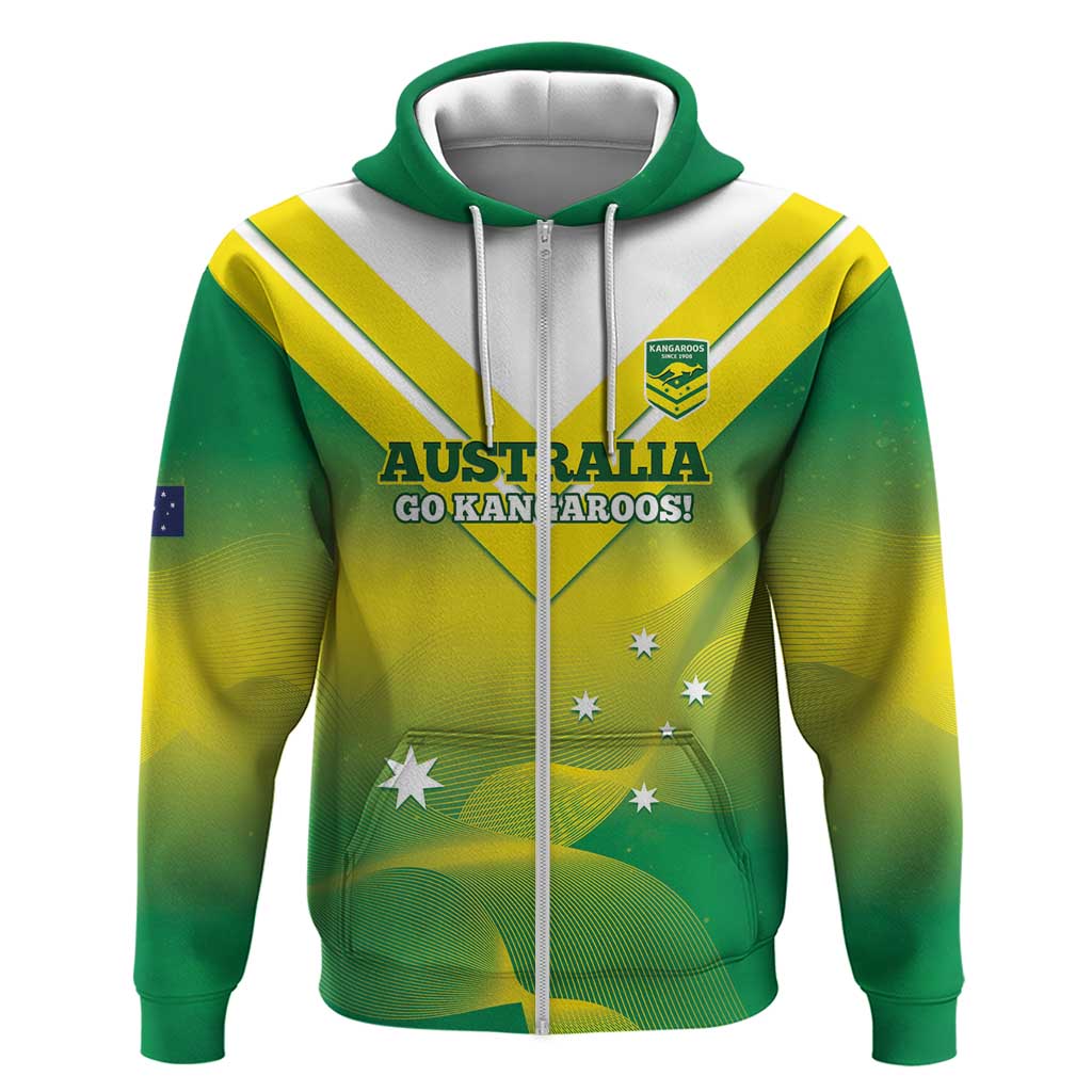 Custom Australia Rugby Zip Hoodie 2024 Kangaroos - Gradient Sporty Style