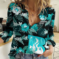 Brisbane Heat Cricket Women Casual Shirt Aboriginal Art Mix Tropical Flowers LT14