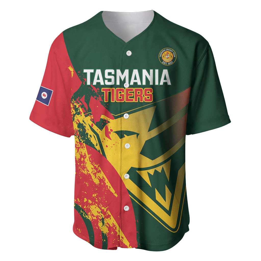 Custom Australia Tasmania Cricket Baseball Jersey Go Tasmanian Tigers - Grunge Style