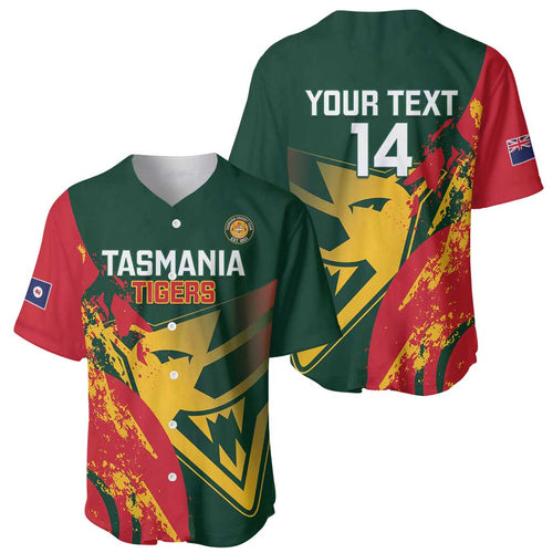 Custom Australia Tasmania Cricket Baseball Jersey Go Tasmanian Tigers - Grunge Style