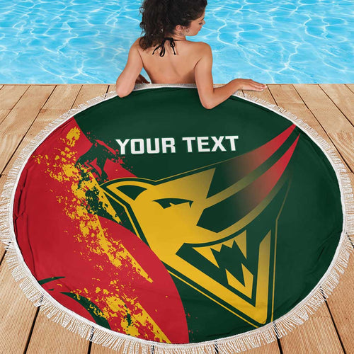 Custom Australia Tasmania Cricket Beach Blanket Go Tasmanian Tigers - Grunge Style