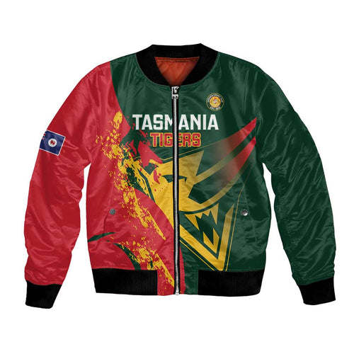 Custom Australia Tasmania Cricket Bomber Jacket Go Tasmanian Tigers - Grunge Style