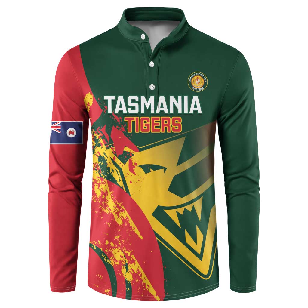 Custom Australia Tasmania Cricket Button Sweatshirt Go Tasmanian Tigers - Grunge Style