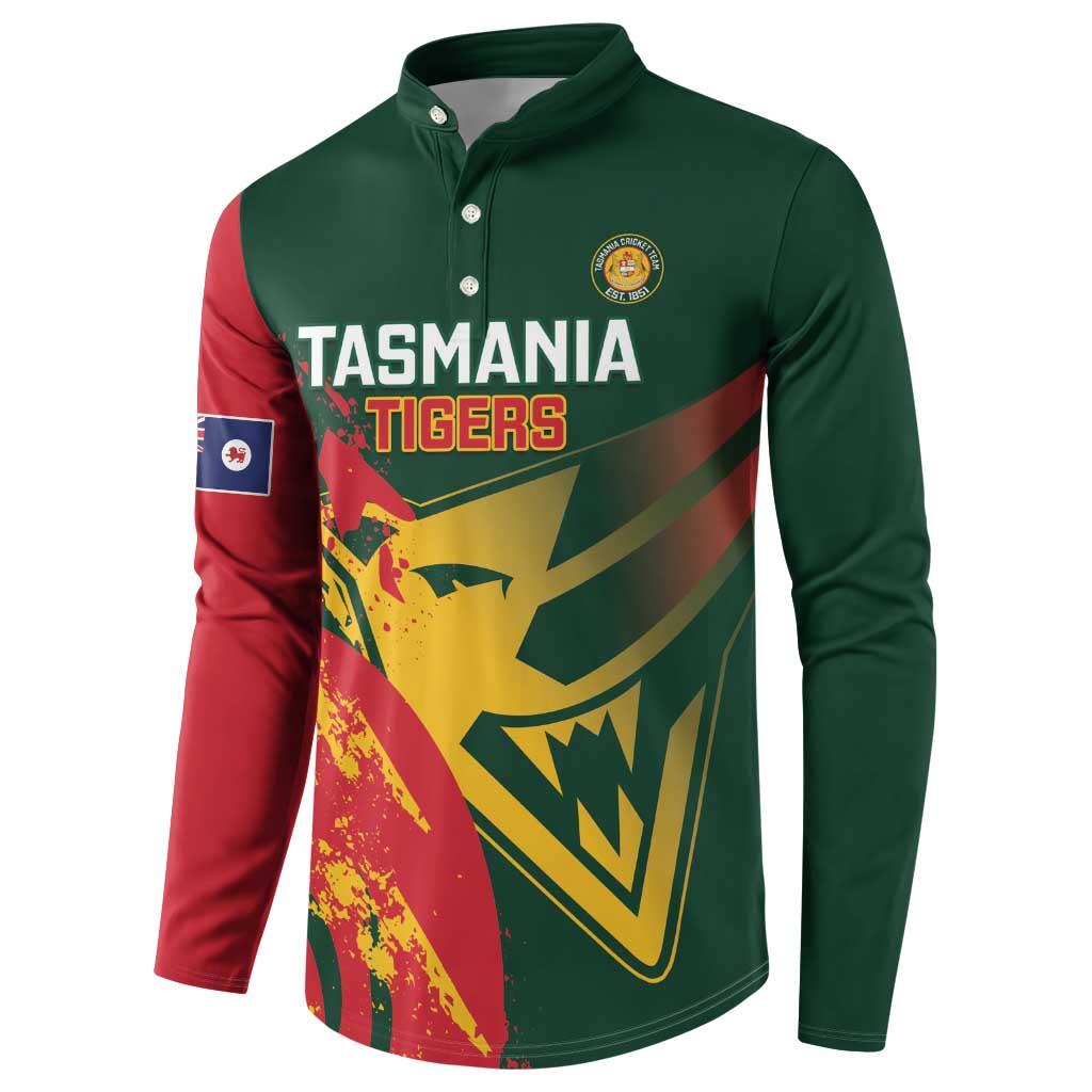 Custom Australia Tasmania Cricket Button Sweatshirt Go Tasmanian Tigers - Grunge Style