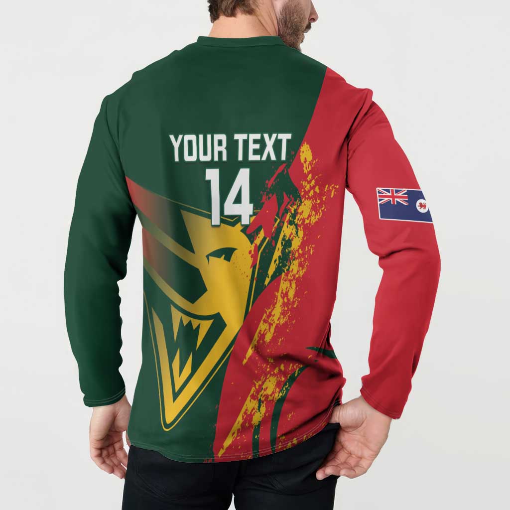 Custom Australia Tasmania Cricket Button Sweatshirt Go Tasmanian Tigers - Grunge Style