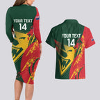 Custom Australia Tasmania Cricket Couples Matching Long Sleeve Bodycon Dress and Hawaiian Shirt Go Tasmanian Tigers - Grunge Style