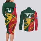 Custom Australia Tasmania Cricket Couples Matching Long Sleeve Bodycon Dress and Long Sleeve Button Shirt Go Tasmanian Tigers - Grunge Style