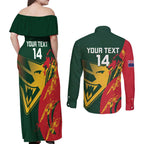 Custom Australia Tasmania Cricket Couples Matching Off Shoulder Maxi Dress and Long Sleeve Button Shirt Go Tasmanian Tigers - Grunge Style