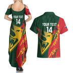 Custom Australia Tasmania Cricket Couples Matching Summer Maxi Dress and Hawaiian Shirt Go Tasmanian Tigers - Grunge Style