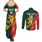 Custom Australia Tasmania Cricket Couples Matching Summer Maxi Dress and Long Sleeve Button Shirt Go Tasmanian Tigers - Grunge Style