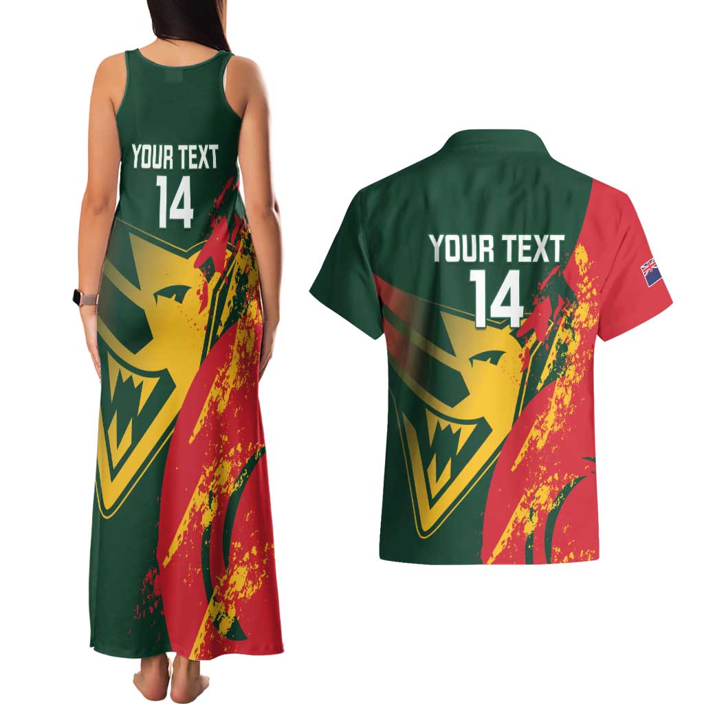 Custom Australia Tasmania Cricket Couples Matching Tank Maxi Dress and Hawaiian Shirt Go Tasmanian Tigers - Grunge Style