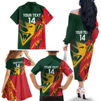 Custom Australia Tasmania Cricket Family Matching Off The Shoulder Long Sleeve Dress and Hawaiian Shirt Go Tasmanian Tigers - Grunge Style