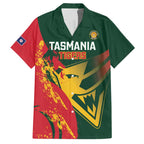 Custom Australia Tasmania Cricket Hawaiian Shirt Go Tasmanian Tigers - Grunge Style