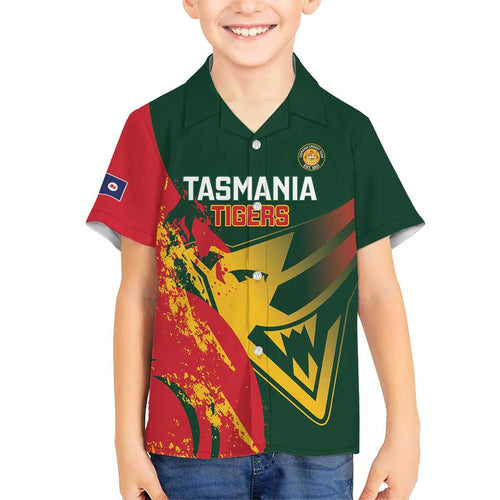 Custom Australia Tasmania Cricket Hawaiian Shirt Go Tasmanian Tigers - Grunge Style