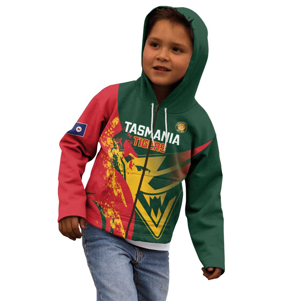 Custom Australia Tasmania Cricket Kid Hoodie Go Tasmanian Tigers - Grunge Style