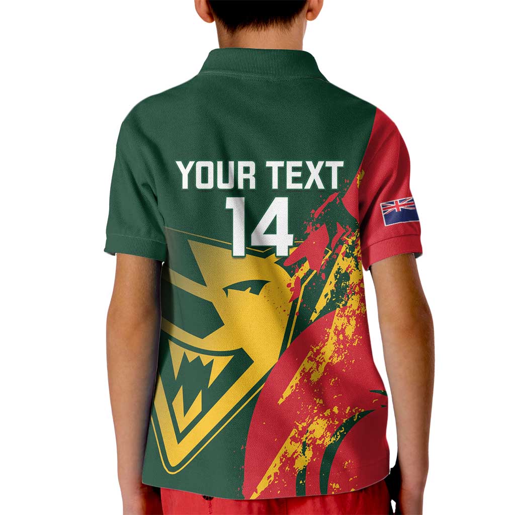 Custom Australia Tasmania Cricket Kid Polo Shirt Go Tasmanian Tigers - Grunge Style