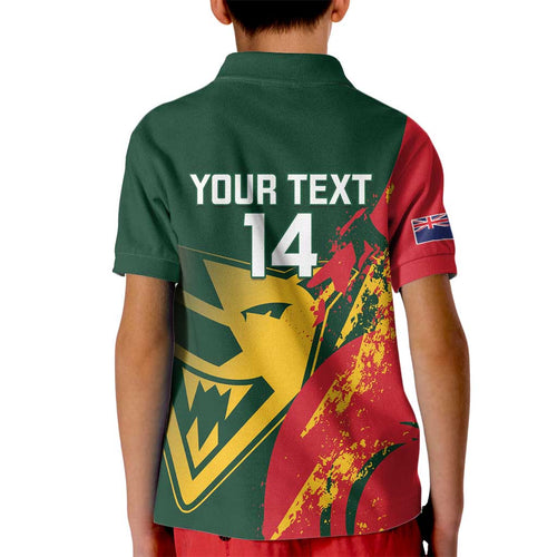 Custom Australia Tasmania Cricket Kid Polo Shirt Go Tasmanian Tigers - Grunge Style