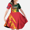 Custom Australia Tasmania Cricket Kid Short Sleeve Dress Go Tasmanian Tigers - Grunge Style