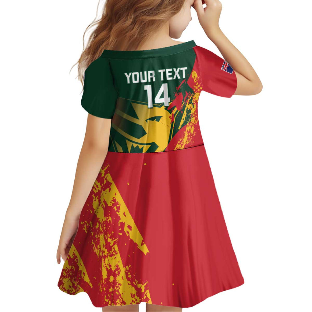 Custom Australia Tasmania Cricket Kid Short Sleeve Dress Go Tasmanian Tigers - Grunge Style