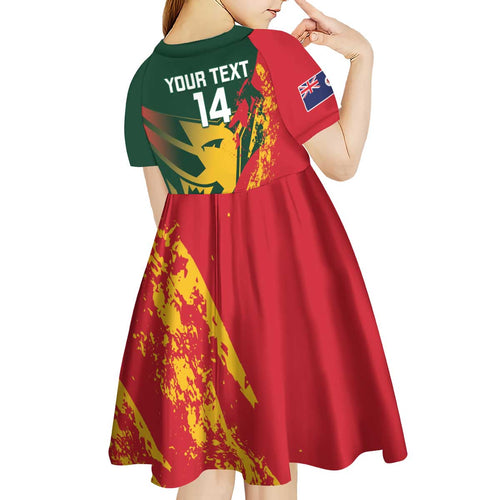 Custom Australia Tasmania Cricket Kid Short Sleeve Dress Go Tasmanian Tigers - Grunge Style
