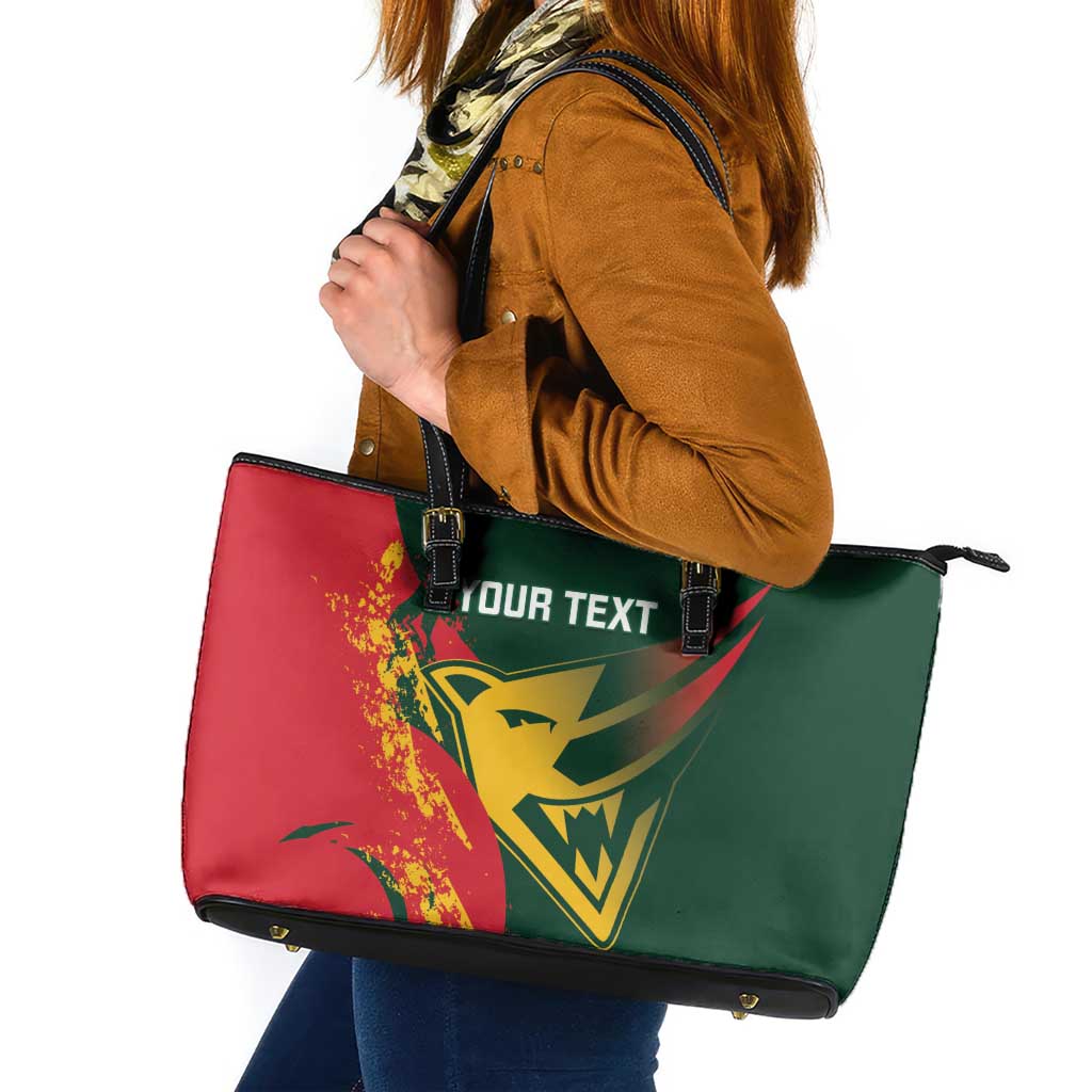 Custom Australia Tasmania Cricket Leather Tote Bag Go Tasmanian Tigers - Grunge Style