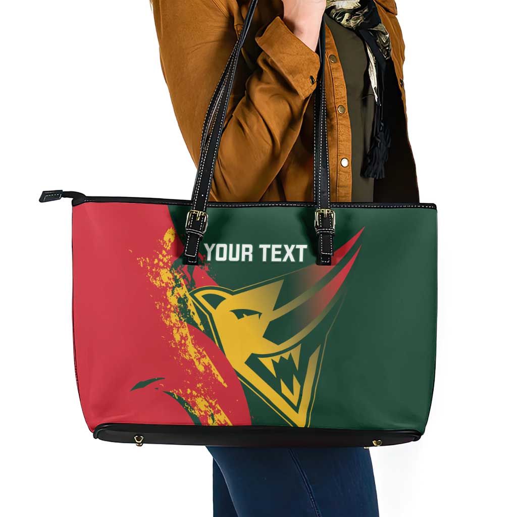 Custom Australia Tasmania Cricket Leather Tote Bag Go Tasmanian Tigers - Grunge Style