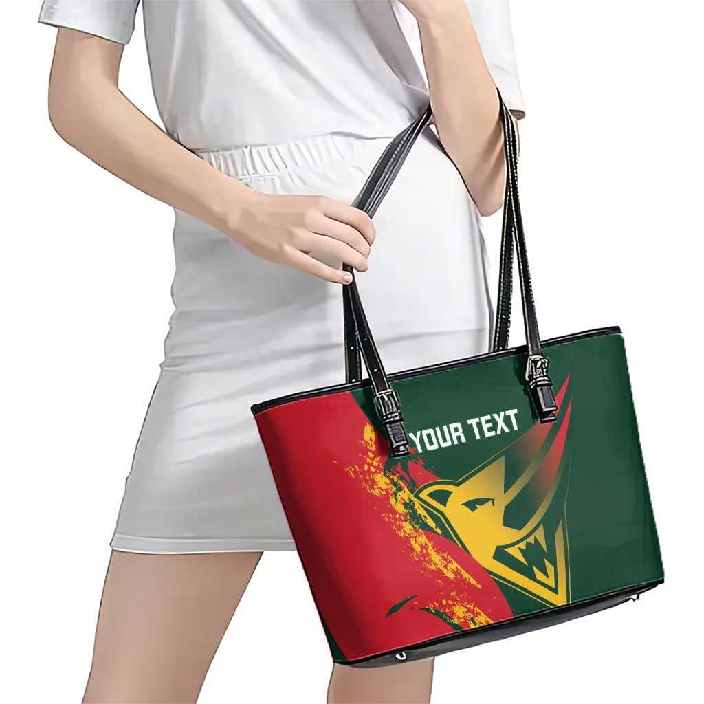 Custom Australia Tasmania Cricket Leather Tote Bag Go Tasmanian Tigers - Grunge Style