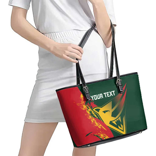 Custom Australia Tasmania Cricket Leather Tote Bag Go Tasmanian Tigers - Grunge Style
