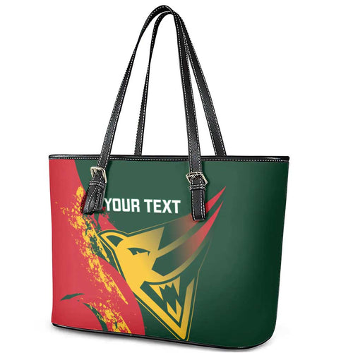 Custom Australia Tasmania Cricket Leather Tote Bag Go Tasmanian Tigers - Grunge Style