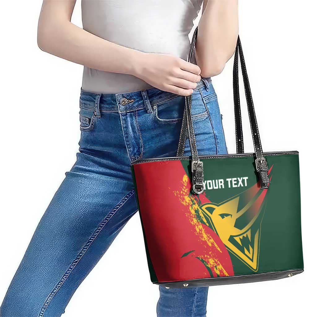 Custom Australia Tasmania Cricket Leather Tote Bag Go Tasmanian Tigers - Grunge Style