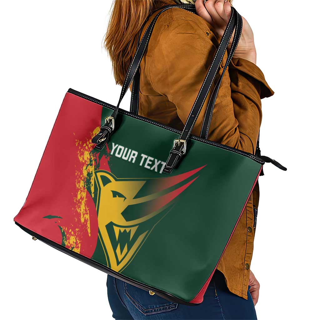 Custom Australia Tasmania Cricket Leather Tote Bag Go Tasmanian Tigers - Grunge Style