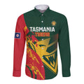 Custom Australia Tasmania Cricket Long Sleeve Button Shirt Go Tasmanian Tigers - Grunge Style