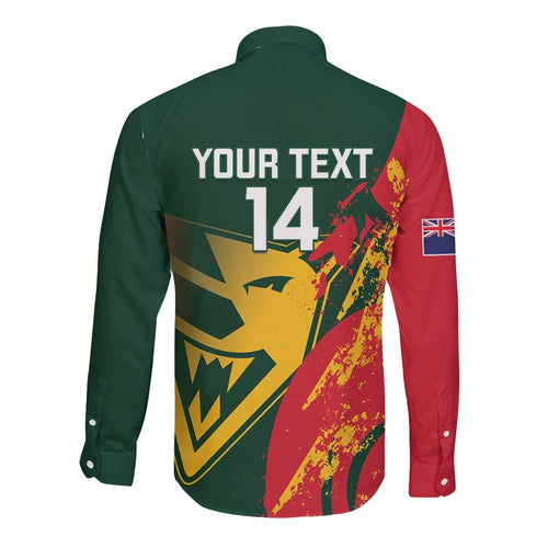 Custom Australia Tasmania Cricket Long Sleeve Button Shirt Go Tasmanian Tigers - Grunge Style