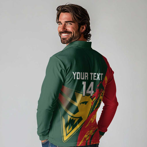 Custom Australia Tasmania Cricket Long Sleeve Polo Shirt Go Tasmanian Tigers - Grunge Style
