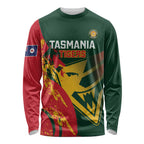 Custom Australia Tasmania Cricket Long Sleeve Shirt Go Tasmanian Tigers - Grunge Style