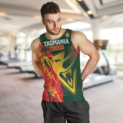 Custom Australia Tasmania Cricket Men Tank Top Go Tasmanian Tigers - Grunge Style