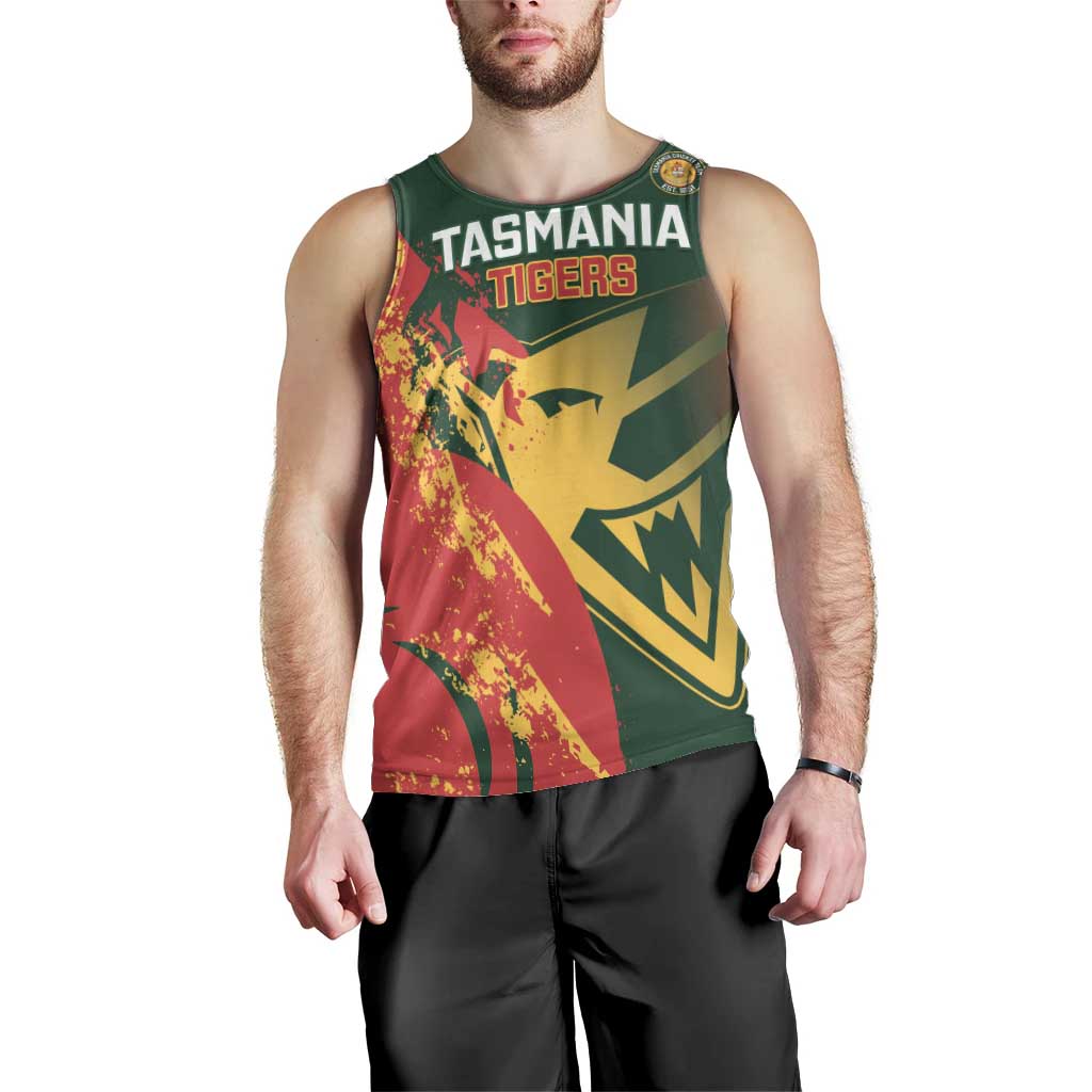 Custom Australia Tasmania Cricket Men Tank Top Go Tasmanian Tigers - Grunge Style