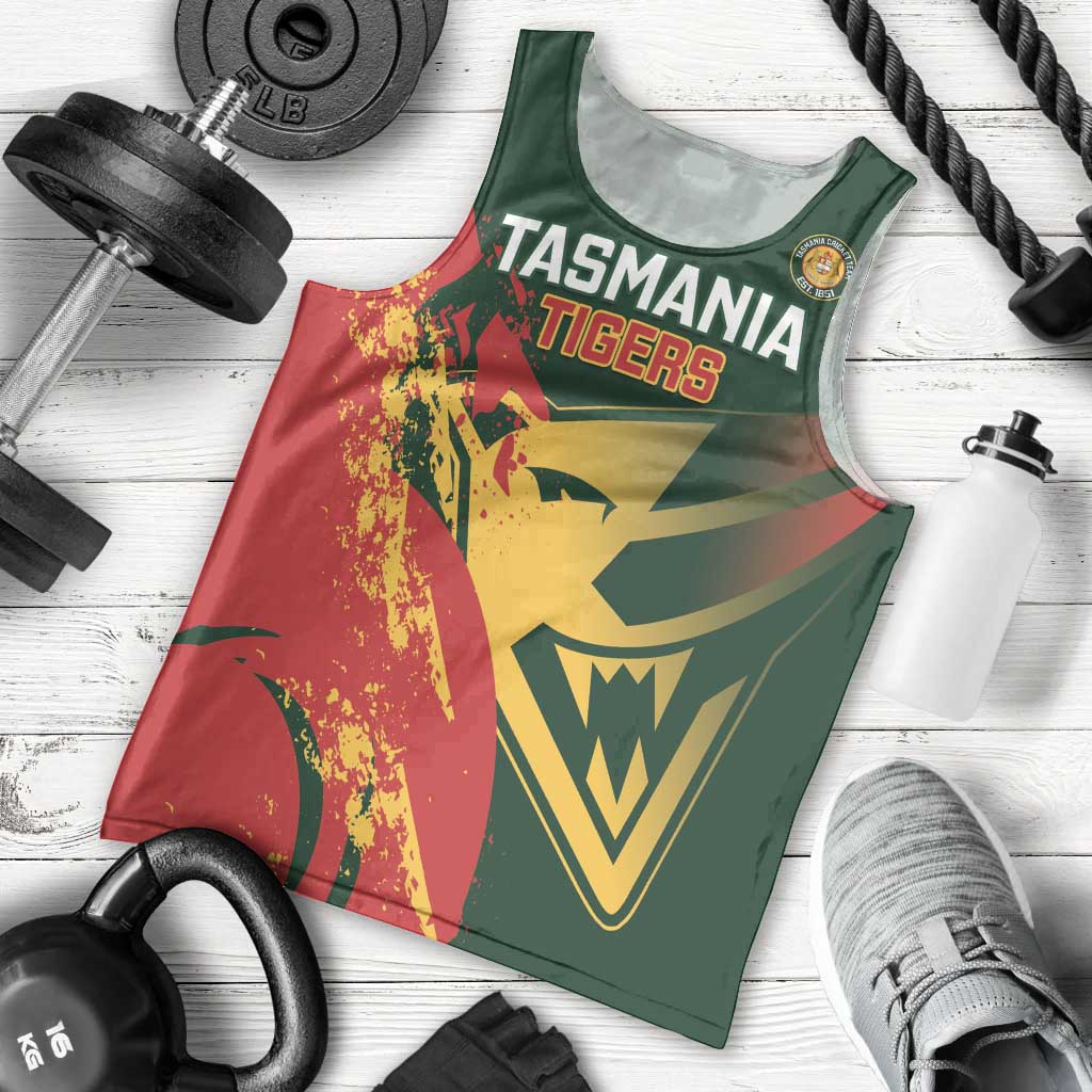 Custom Australia Tasmania Cricket Men Tank Top Go Tasmanian Tigers - Grunge Style