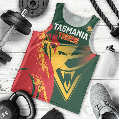 Custom Australia Tasmania Cricket Men Tank Top Go Tasmanian Tigers - Grunge Style